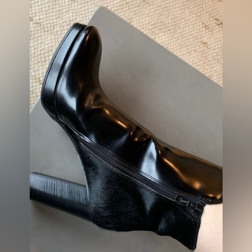 Napoelini Glossy Leather and Pony Hair Bootie 40